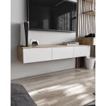 Підвісна тумба під ТВ у вітальню, TV тумба на 3 ящики, тумба під телевізор T-221 від Moreli (Морелі) Аппалачі/Білий