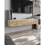 Підвісна тумба під ТВ у вітальню, TV тумба на 3 ящики, тумба під телевізор T-221 від Moreli (Морелі) Білий/Аппалачі