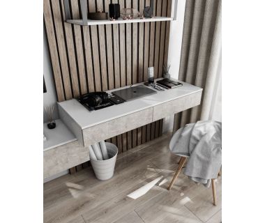 Стіл комп'ютерний підвісний на 2 ящики, письмовий стіл T-222 від Moreli (Морелі) Білий/Бетон