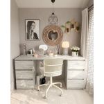 Стол компьютерный с двумя тумбами, стол письменный T-228 Бетон