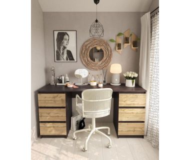 Стіл комп'ютерний з двома тумбами, письмовий стіл T-228 Венге темний/Апалачі