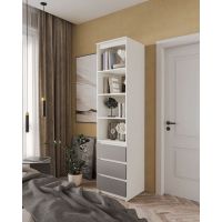 Шафа-пенал для одягу з ящиками та полицями T-219 від Moreli (Морелі) Білий/Антрацит