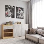 Комод без ручок з двома дверцятами, ящиком та полицями RS-3 Moreli (Морелі) Аппалачі/Бетон