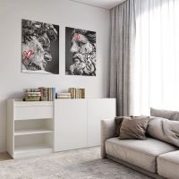 Комод без ручок з двома дверцятами, ящиком та полицями RS-3 Moreli (Морелі) Білий