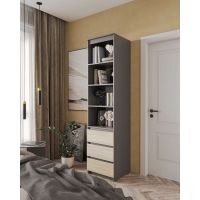 Шафа-пенал для одягу з ящиками та полицями T-219 від Moreli (Морелі) Антрацит/Дуб Сонома