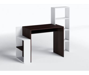 Стіл комп'ютерний, письмовий стіл з полицями ST-0025 від Moreli (Морелі) Білий/Венге темний