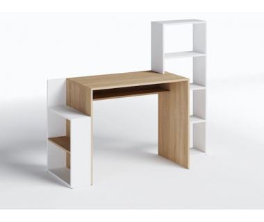 Стіл комп'ютерний, письмовий стіл з полицями ST-0025 від Moreli (Морелі) Білий/Дуб Сонома