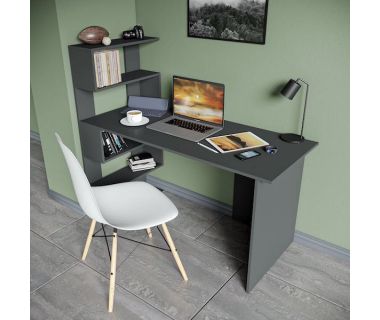 Стіл комп'ютерний, письмовий стіл з полицями ST-0024 від Moreli (Морелі) Антрацит