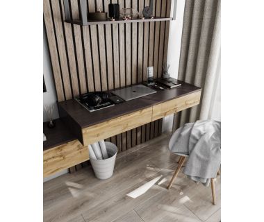 Стіл комп'ютерний підвісний на 2 ящики, стіл письмовий T-222 від Moreli (Морелі) Венге темний/Аппалачі