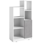 Стеллаж полки для книг и декора с дверцей PA-0001 от Moreli (Морели) Белый/Бетон Тефра