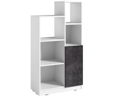 Стелаж полиці для книг та декору з дверцятами PA-0001 від Moreli (Морелі) Білий/Бетон Темний