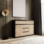 Комод для дома без ручек с 2 дверцами и 5 ящиками T-227 от Moreli (Морели) Венге темный/Аппалачи