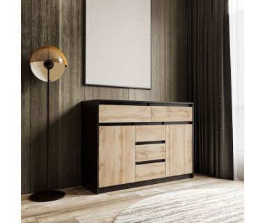 Комод для дома без ручек с 2 дверцами и 5 ящиками T-227 от Moreli (Морели) Венге темный/Аппалачи