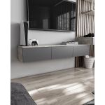 Підвісна тумба під ТВ у вітальню, TV тумба на 3 ящики, тумба під телевізор T-221 від Moreli (Морелі) Бетон/Антрацит