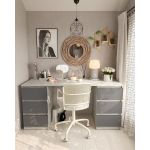 Стол компьютерный с двумя тумбами, стол письменный T-228 Бетон/Антрацит