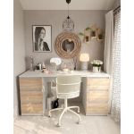 Стол компьютерный с двумя тумбами, стол письменный T-228 Белый/Дуб Сонома