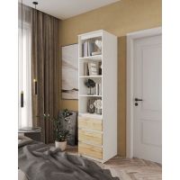 Шафа-пенал для одягу з ящиками та полицями T-219 від Moreli (Морелі) Білий/Апалачі