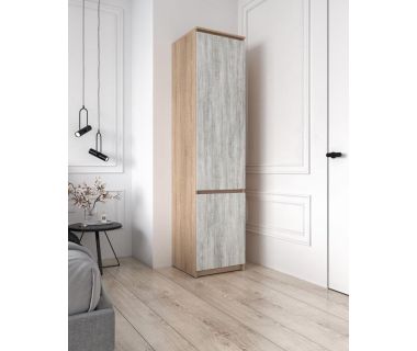 Шкаф-пенал с полками для одежды T-217 от Moreli (Морели) Дуб Сонома/Бетон