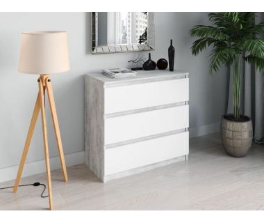 Комод со скрытыми ручками на три ящика Moreli (Морели) Т-214 Бетон/Белый Комод со скрытыми ручками на три ящика Moreli (Морели) Т-214 Бетон/Белый