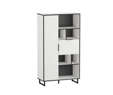 Стеллаж для книг и декора на ножках с двумя дверцами для дома от Moreli (Морели) F-0006 Белый