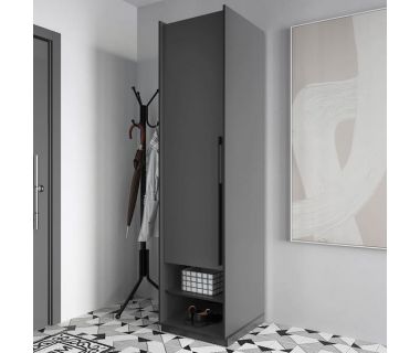 Шкаф распашной со штангой на одну дверку R-0002 от Moreli (Морели) Антрацит