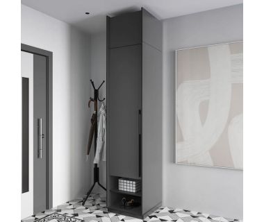 Шкаф распашной со штангой на одну дверку с антресолью R-0002 от Moreli (Морели) Антрацит