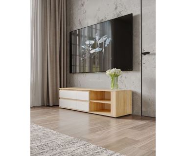 Тумба під телевізор із дверцятами TV Moreli (Морелі) Т-205 Дуб Сонома/Білий