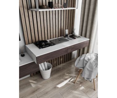 Стол компьютерный подвесной на 2 ящика, стол письменный T-222 от Moreli (Морели) Белый/Венге темный