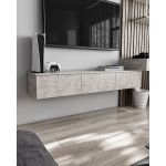 Підвісна тумба під ТВ у вітальню, TV тумба на 3 ящики, тумба під телевізор T-221 від Moreli (Морелі) Бетон