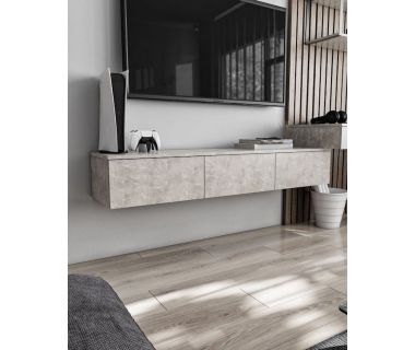 Подвесная тумба под ТВ в гостиную, TV тумба на 3 ящика, тумба под телевизор T-221 от Moreli (Морели) Бетон