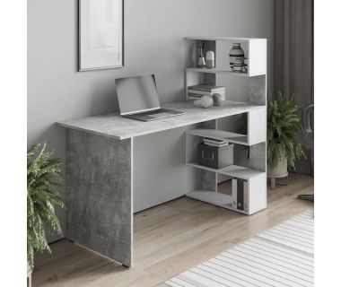 Стол компьютерный, стол письменный с полками ST-0015 от Moreli (Морели) Бетон/Белый