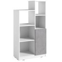 Стеллаж полки для книг и декора с дверцей PA-0001 от Moreli (Морели) Белый/Бетон Тефра