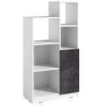 Стеллаж полки для книг и декора с дверцей PA-0001 от Moreli (Морели) Белый/Бетон Темный