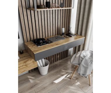 Стол компьютерный подвесной на 2 ящика, стол письменный T-222 от Moreli (Морели) Аппалачи/Антрацит