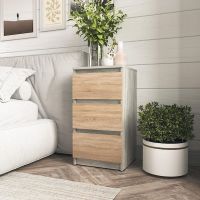 Тумба на 3 ящики в спальню T-216 від Moreli (Морелі) Бетон/Дуб Сонома