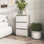 Прикроватная тумба на 3 ящика в спальню T-216 от Moreli (Морели) Бетон/Белый