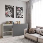 Комод без ручок з двома дверцятами, ящиком та полицями RS-3 Moreli (Морелі) Бетон/Антрацит