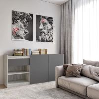 Комод без ручок з двома дверцятами, ящиком та полицями RS-3 Moreli (Морелі) Бетон/Антрацит