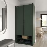 Шкаф распашной на две двери с полками и шухлядами R-0003 от Moreli (Морели) Зеленый Дымчатый