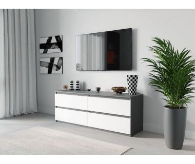 Тумба под телевизор ТВ/ТВ 4 ящика Moreli (Морели) Т-223 Антрацит/Белый