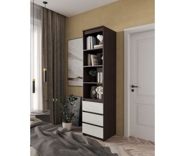 Шафа-пенал для одягу з ящиками та полицями T-219 від Moreli (Морелі) Венге темний/Бетон