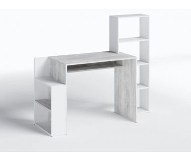 Стіл комп'ютерний, письмовий стіл з полицями ST-0025 від Moreli (Морелі) Білий/Бетон