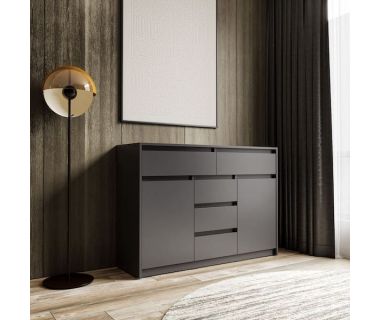 Комод для дома без ручек с 2 дверцами и 5 ящиками T-227 от Moreli (Морели) Антрацит Комод для дома без ручек с 2 дверцами и 5 ящиками T-227 от Moreli (Морели) Антрацит