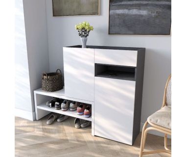 Тумба под обувь в прихожую RS-4 от Moreli (Морели) Антрацит/Белый