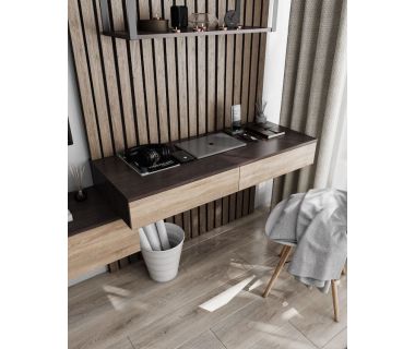 Стіл комп'ютерний підвісний на 2 ящики, письмовий стіл T-222 від Moreli (Морелі) Венге темний/Дуб Сонома