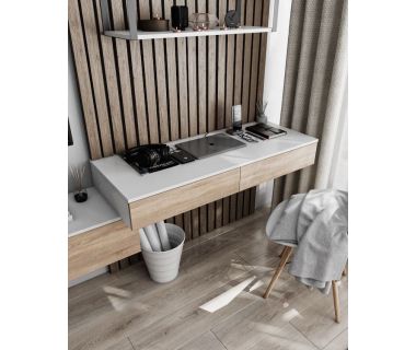 Стол компьютерный подвесной на 2 ящика, стол письменный T-222 от Moreli (Морели) Белый/Дуб Сонома