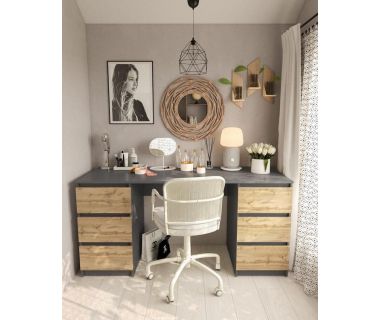 Стіл комп'ютерний з двома тумбами, письмовий стіл T-228 Антрацит/Аппалачі