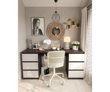 Стол компьютерный с двумя тумбами, стол письменный T-228 Венге темный/Белый