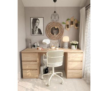 Стол компьютерный с двумя тумбами, стол письменный T-228 Дуб Сонома