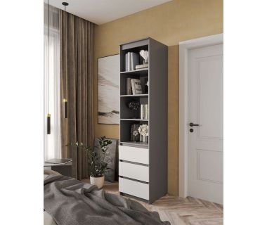 Шкаф-пенал для одежды с ящиками и полками T-219 от Moreli (Морели) Антрацит/Белый